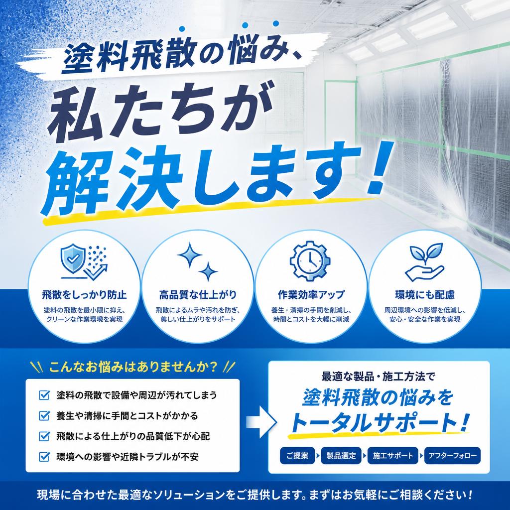 塗料飛散の悩み、私たちが解決します！